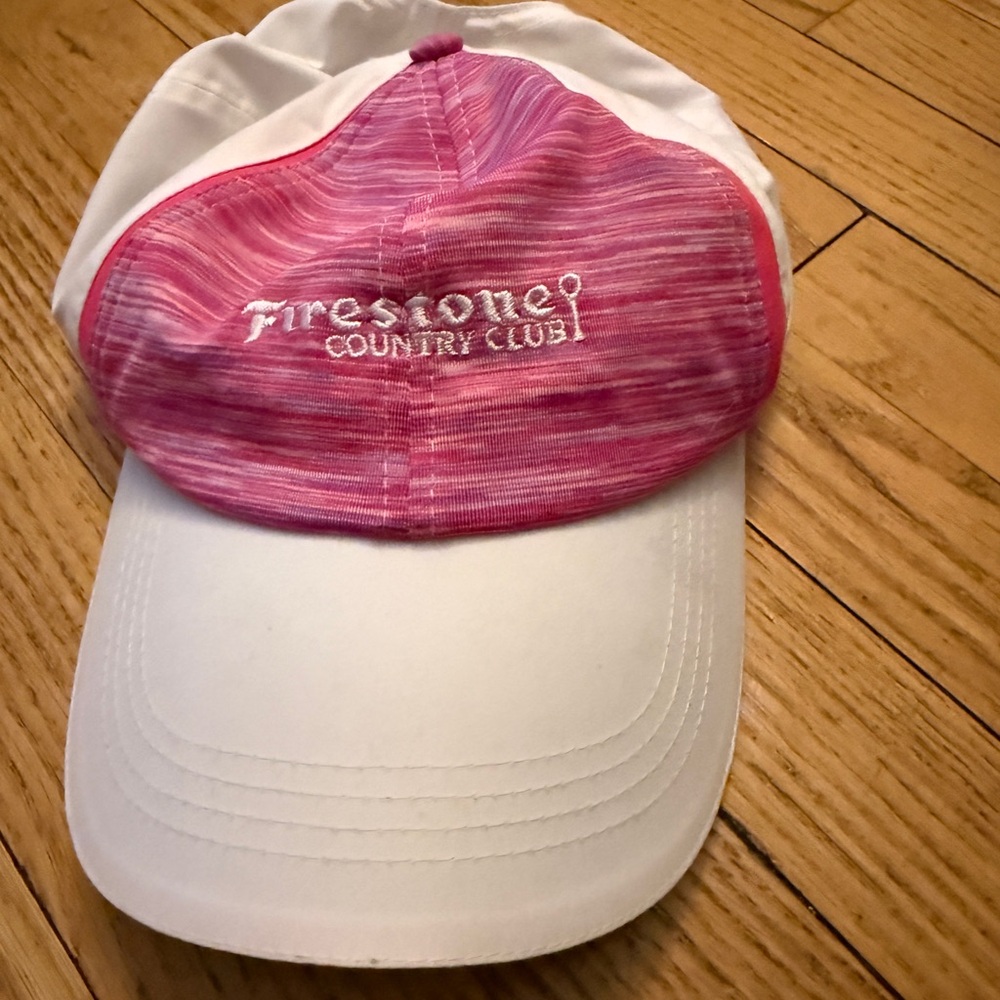 Firestone Golf Women’s Hat – Pink + White Kate Lord Adjustable  Lightly Worn